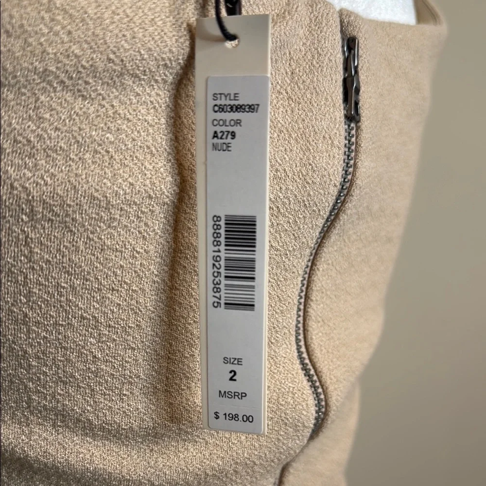 Alice + Olivia Tan Off-Shoulder Crop Top Back Zip - Picture 3 of 8